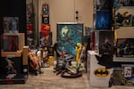 Memorabilia from the Hellboy movies and comics, originally created for Dark Horse Comics, some of the items Richardson hopes to incorporate in a future museum. 