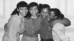 L-R: Delores Brown Finlayson, De'Shone Adams Goodson, Robin Oakes Watterson, and Adrienne "Nikki" Adams Howell. The Fantastic Four in London, 1982. © Janette Beckman