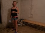 A pregnant mother of five stands in the bunker of her residential building on June 1 in Saltivka, a neighborhood in Kharkiv that has sustained severe shelling since the beginning of Russia’s full-scale invasion of Ukraine.