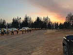 Firefighters line up for incident training while working the Battle Mountain Complex north of Ukiah, Ore., in an undated photo provided by Battle Mountain Complex Fire Information via InciWeb. Smoke from several fires, including Battle Mountain Complex, continues to affect communities across Oregon.