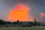 Smoke from the Second Flat Fire threatening Burns, Oregon.