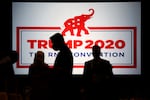 The room is set and delegates begin to arrive for the first day of the Republican National Convention, Monday, Aug. 24, 2020, in Charlotte, N.C.