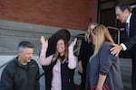 Josh Horner’s family and fellow church members celebrated on the Deschutes County Courthouse steps after the case against him was dropped.