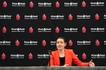 Portland Fire General Manager Vanja Černivec speaks during a press conference after the Women’s National Basketball Association expansion draft, determining the debut roster for the new Portland Fire and Toronto Tempo teams, at the Hyatt Regency at the Oregon Convention Center in Portland, Ore., on April 3, 2026.