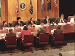 President Bill Clinton (right), Vice President Al Gore (second from right) on April 2, 1993 at the Portland Convention Center for the Northwest Forest Conference.