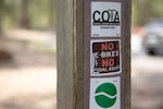 A trail sign at the Phil's Trailhead in Bend, Ore. on June 25, 2025.