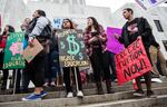 Students from around the state gathered outside the State Capital Building on Thursday, Feb. 12, 2015 to rally for an increase in public spending toward higher education.