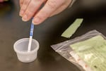 A demonstration on how to use fentanyl test strips is shown in this file photo. The strips can help identify the presence of fentanyl in the drug being tested, but not the quantity.