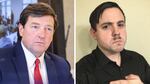 Left: Interim U.S. Attorney for the District of Columbia Edward Martin during an Anacostia Coordinating Council monthly meeting in Washington, D.C., on March 25. Right: Louis Hale-Cusanelli with a mustache resembling Adolf Hitler's in photos recovered from his cell telephone by the Department of Justice.