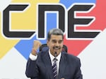 Venezuelan President Nicolas Maduro attends a ceremony at the National Electoral Council (CNE) that certifies him as the winner of the presidential election in Caracas, Venezuela, Monday, July 29, 2024. 