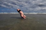 Sgt. Misha Varvarych, 28, an 80th Airborne Assault Brigade commander delights in the ocean waters
