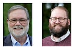 U.S. Rep. Denny Heck, D-Wash., left, and Washington Sen. Marko Liias, D-Lynnwood, right, are shown in this combination of photos taken Oct. 7, 2020 in Olympia, Wash., and Oct. 19, 2020 in Lynnwood, Wash.