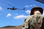 Army Warrant Officer Gregory Hederich, an unmanned aerial systems operations technician assigned to the Washington Army National Guard’s 81st Multi-Functional Reconnaissance Company, operates a Ghost X drone during a counter-UAS field day demonstration at Yakima Training Center, Wash., June 2, 2026.
