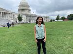 Mary Peltola did media interviews Monday in front of the U.S. Capitol. An aide says they're receiving more than 100 media requests a day.