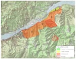 A large stretch of the Columbia River Gorge from Cascade Locks to Warendale is under a Level 3 evacuation notice — meaning leave now — as of 8 p.m. Monday, Sept. 4, 2017.