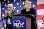 Betsy Johnson at her election night party at the Columbia County Fairgrounds Pavilion in St. Helens, Ore., Nov. 8, 2022.