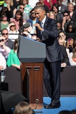 President Barack Obama discusses the Trans-Pacific partnership agreement at Nike's world headquarters on May 8, 2015.