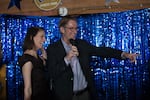 Ted Wheeler celebrates his victory in the race to become Portland mayor at Blitz Ladd, a sports pub in Southeast Portland, on May 17, 2016.