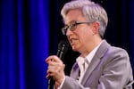 FILE: Democratic nominee Tina Kotek speaks during the gubernatorial debate hosted by the Oregon Newspaper Publishers Association at Mount Hood Oregon Resort in Welches, Ore., Friday, July 29, 2022.