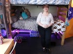 Southwestern Oregon Community College freshman Madysun Wilson spends time in her dormitory room at the Coos Bay, Oregon school on Tuesday November 15, 2022. 