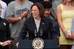 Vice President Kamala Harris speaks from the South Lawn of the White House in Washington, Monday, July 22, 2024, during an event with NCAA college athletes. It was her first public appearance since President Joe Biden endorsed her to be the next presidential nominee of the Democratic Party.