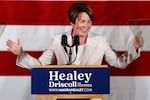 Massachusetts governor-elect Maura Healey speaks during a Democratic election night party on Tuesday in Boston. She is the first elected female governor in Massachusetts and the nation's first openly lesbian governor.