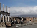 Clouds hang over the Vesuvius volcano in Pompeii, southern Italy, Jan. 25, 2021.