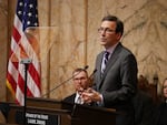 Gov. Bob Ferguson delivers his State of the State address on Jan. 13, 2026 in the House chamber at the Washington state Capitol.