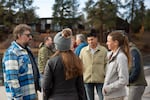 Visit Bend staff and attendees tour Miller's Landing Park in Bend, Ore., on Nov. 12, 2025. The Bend Parks and Recreation District received $300,000 from the Bend Sustainability Fund for the riverfront project.