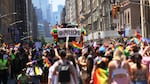 People participate in the New York City Pride Parade on Fifth Avenue in New York on June 26, 2022.
