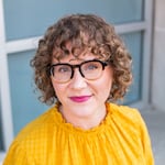 A photograph of Ellie Pierce, OPB's Vice President of Marketing and Communications