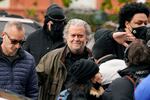 Former White House strategist Steve Bannon arrives at the FBI Washington Field Office, Monday, Nov., 15, 2021, in Washington.