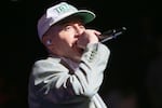FILE - Macklemore performs at Austin City Limits Live at the Moody Theater during the South by Southwest Music Festival, March 17, 2023, in Austin, Texas.