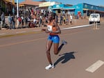 Rebecca Cheptegei is seen competing at the Discovery 10km road race in Kapchorwa, Uganda, on Jan. 20, 2023.