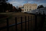 A view of the White House as the sun sets the day after the presidential election.