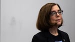 Oregon Gov. Kate Brown announced the closure of all bars and restaurants in the state and a ban on gatherings of 25 or more people in a press conference with Oregon health leaders in Portland, Oregon, on March 16, 2020.
