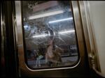 A look outside through the window of the women-only metro car in December 2023.