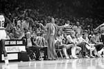 FILE - Seattle Supersonic head coach Lenny Wilkens gestures with his arms during a basketball game against the Washington Bullets in Landover, Md., May 25, 1979.