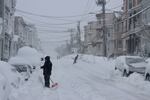 Residents shovel snow in East Boston, Mass., on Feb. 23.