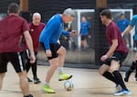 Portland City Commissioner Rene Gonzalez, center, during a league game at Rose City Futsal in Portland, Feb. 12, 2024. Gonzalez is running for for Portland Mayor, saying he will focus on restoring Portland’s image and “livability.”