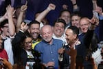 President Luiz Inacio Lula da Silva addresses supporters after winning a fourth term in the presidential runoff in , Brazil, Sunday, Oct. 25, 2026.