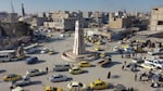 An aerial view of the Clock Tower Square in Syria's northern city of Raqqa, which was formerly used for executions and beheadings during the city's occupation by the Islamic State (IS) group.