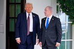 President Donald Trump greets Israeli Prime Minister Benjamin Netanyahu at the West Wing of the White House, Monday, Sept. 29, 2025, in Washington.