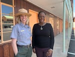 National Park Service Ranger Kathryn Gardiner and Denise Gilmore, senior director of social justice and racial equity for Birmingham's mayor, give visitors a tour of the newly-renovated AG Gaston Motel.