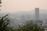 Smoke blankets downtown Portland. 
