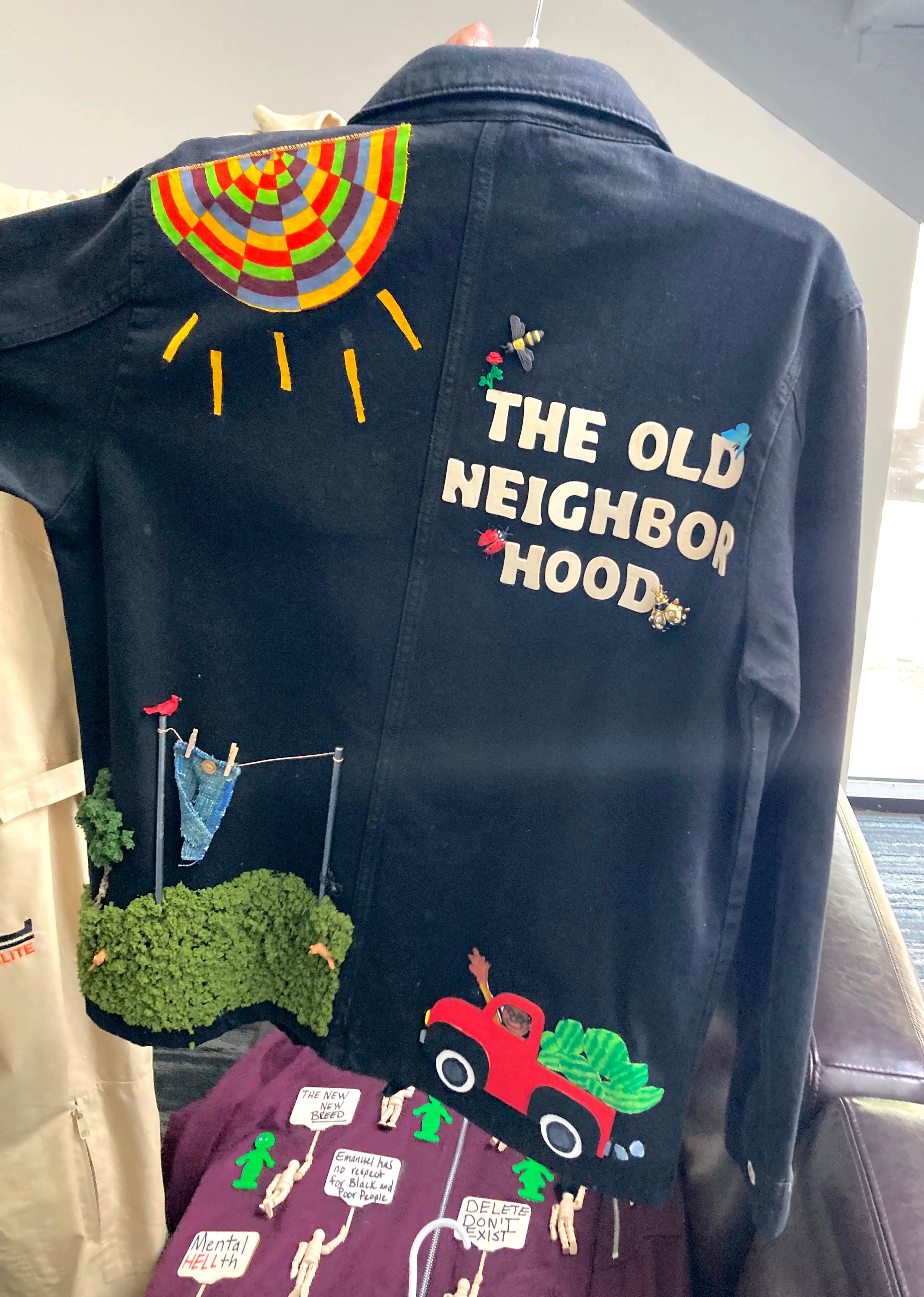 During the long fight that led to the settlement, Byrd began making jackets about systemic racism, Albina and the fight for justice. This jacket depicts the joy of living in Albina.