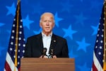 Democratic presidential candidate former Vice President Joe Biden speaks Thursday, Nov. 5, 2020, in Wilmington, Del. (AP Photo/Carolyn Kaster)