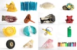 A composite image of items found on the shore of the Thames Estuary on January 2, 2018 in Rainham, Kent. It is estimated that about eight million metric tons of plastic find their way into the world's oceans every year. Once in the ocean plastic gradually degrades into smaller and smaller 'microplastics,' which can be consumed by marine animals, and find their way into the human food chain.