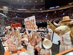 The spirit squad from the University of Texas at the Moda Center on Sunday, March 31, 2024. The Texas Longhorns fell to North Carolina State in the Elite 8 of the women's NCAA tournament.