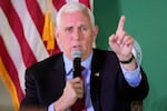 Former Vice President Mike Pence speaks at a luncheon Friday, April 28, 2023, in Salt Lake City.